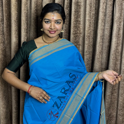 Bharatanatyam Dance Practice Saree - Light Blue Plain Border image 0