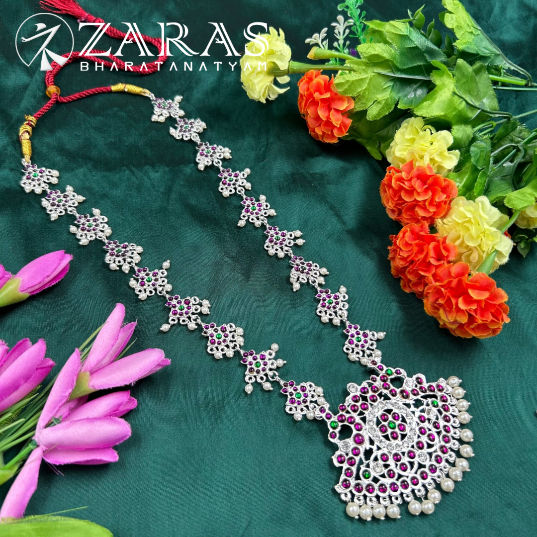 Bharatanatyam Dance Silver Jewellery - Haaram Pea Padak Beads PG Kemp CS image 2