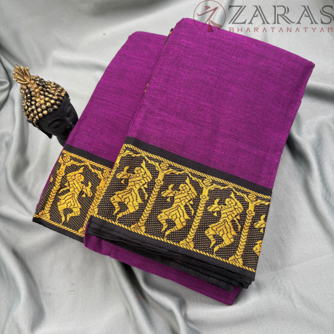 Bharatanatyam Dance Practice Saree - Purple with Black Doll Border image 1