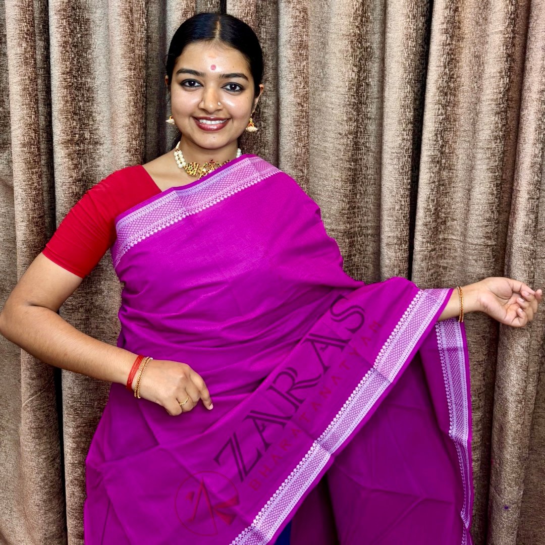 Bharatanatyam Dance Practice Saree - Purple with White S Gopuram Diamond image 0