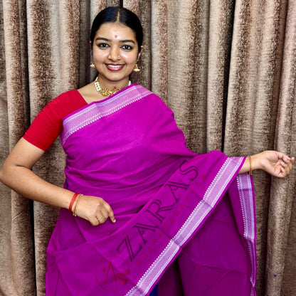 Bharatanatyam Dance Practice Saree - Purple with White S Gopuram Diamond image 0