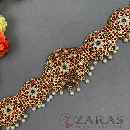Bharatanatyam Dance Jewellery - Flower RG Kemp CS Hip Belt (Ottiyanam) image 1