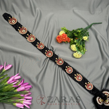 Bharatanatyam Dance Jewellery - Kemp Jada Set Flo RO with Hair Kunjalam image 1