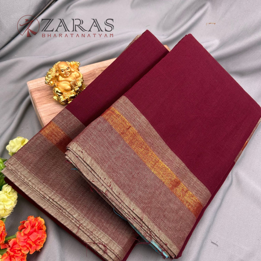 Bharatanatyam Dance Practice Saree - Maroon with Pista Plain Border image 1