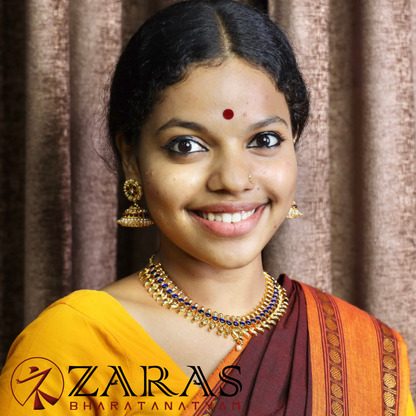 Bharatanatyam Dance Jewellery - Necklace Leaf Design Blue Kemp image 1