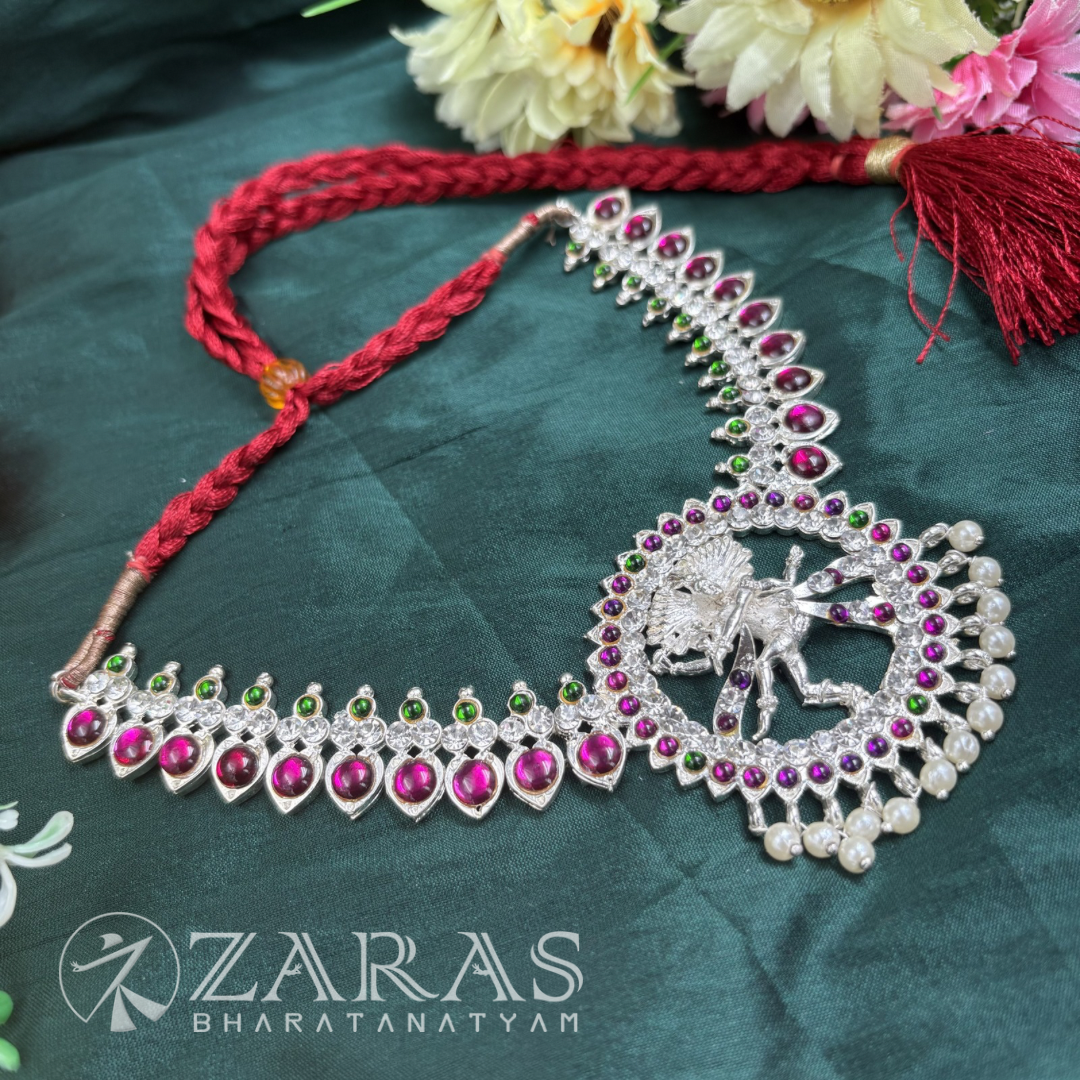 Bharatanatyam Dance Silver Jewellery - Nadaraj Necklace PG Kemp Stone image 1