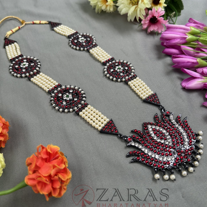 Bharatanatyam Dance Jewellery Black - Lotus & Sun RG Kemp Beads Haaram image 1