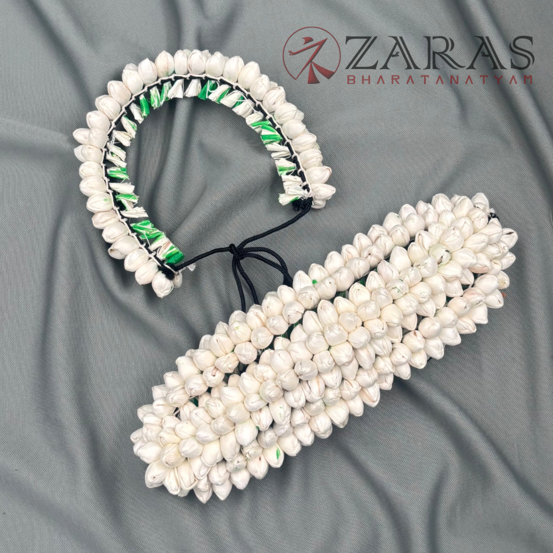 Bharatanatyam Dance Netti Flower - White & White Pattai and Single image 0