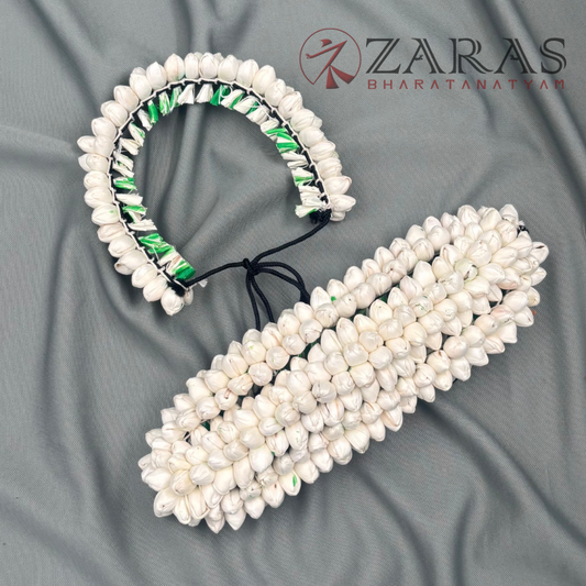 Bharatanatyam Dance Netti Flower - White & White Pattai and Single image 0