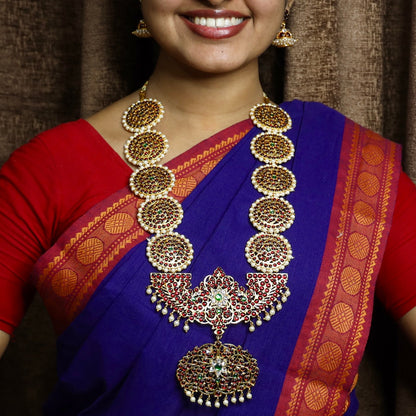 Bharatanatyam Dance Jewellery - 5 Round with Pea Pearls RG Kemp Haaram image 0