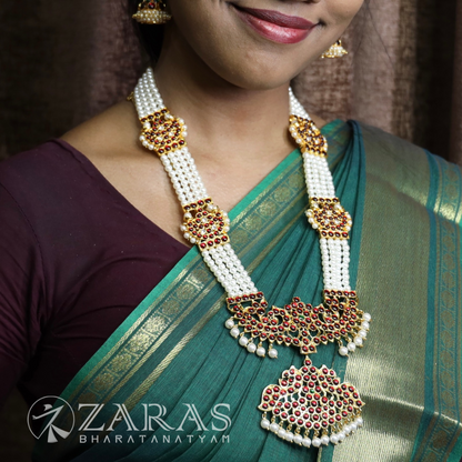 Bharatanatyam Dance Jewellery - Haaram 4L Pearl Mo Pen Kemp image 0