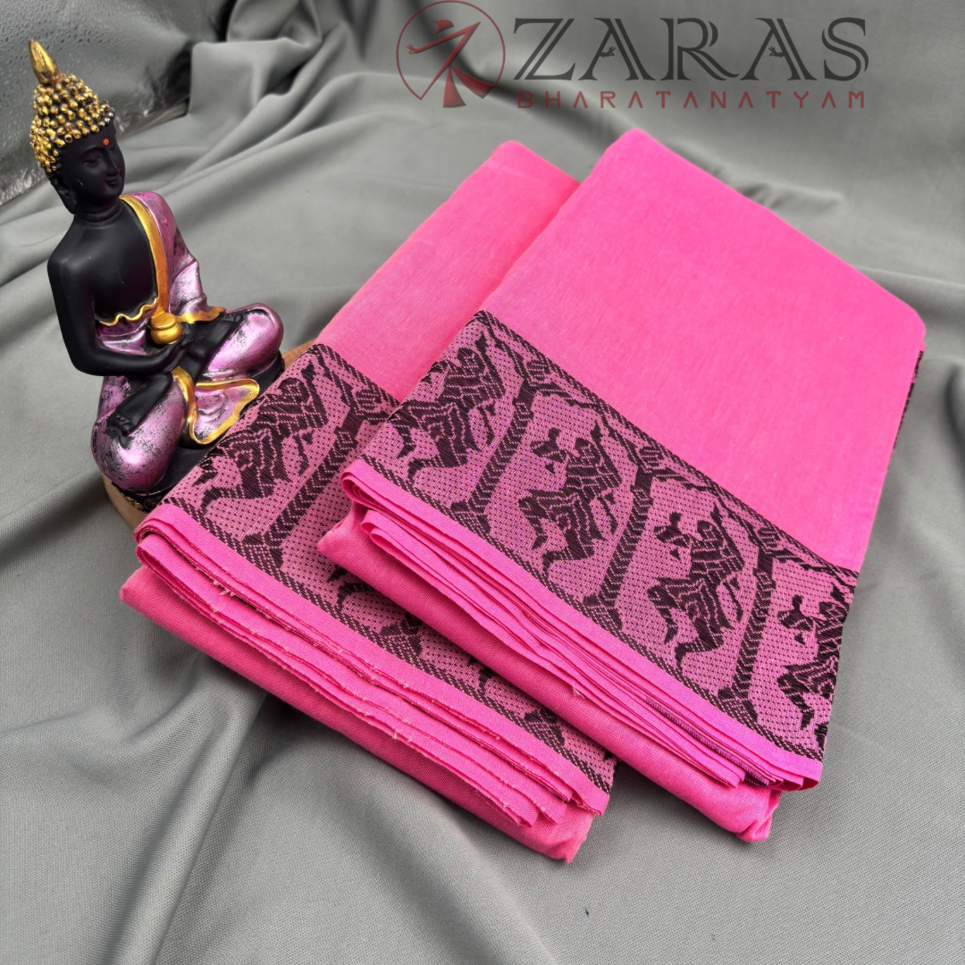 Bharatanatyam Dance Practice Saree - Baby Pink with Black Doll Border image 2