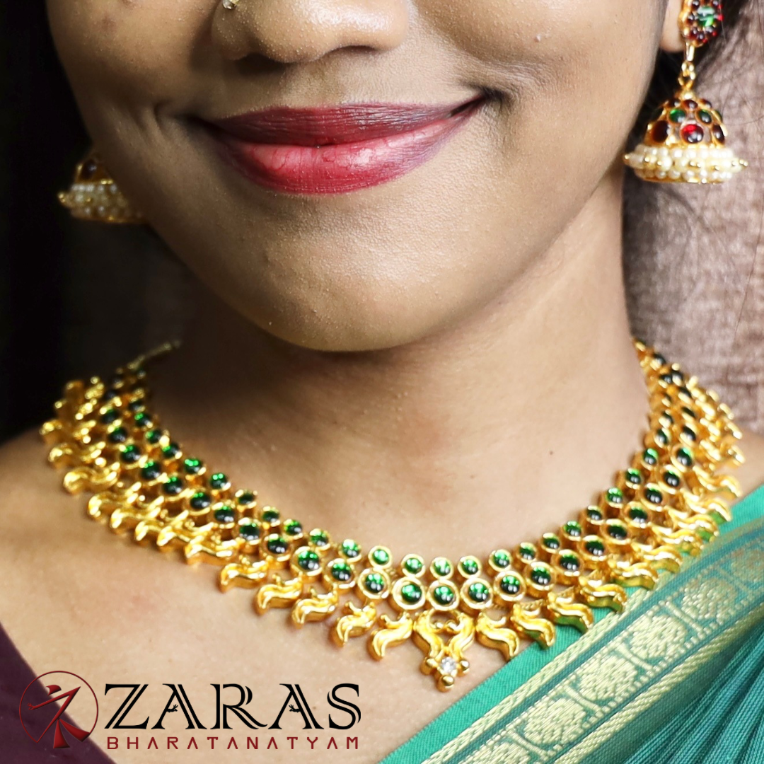 Bharatanatyam Dance Jewellery - Necklace Green Kemp Leaf S Design image 0