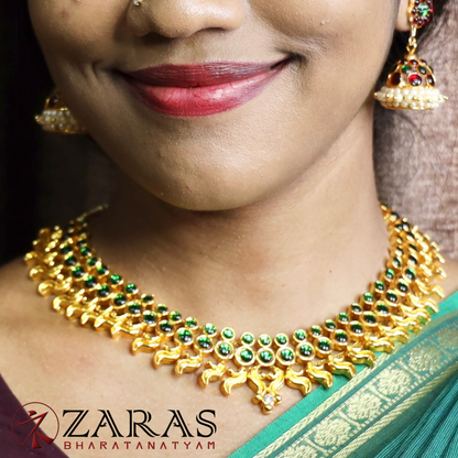 Bharatanatyam Dance Jewellery - Necklace Green Kemp Leaf S Design image 0