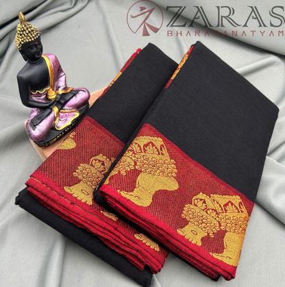Bharatanatyam Dance Practice Saree - Black with Maroon Salangai Border image 1