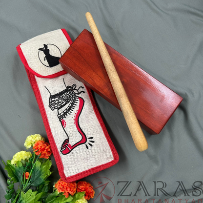 Bharatanatyam Dance Class Instruments - Thattu Manai Set / Thattu Kali POLISHED & Jute Bag Combo image 3