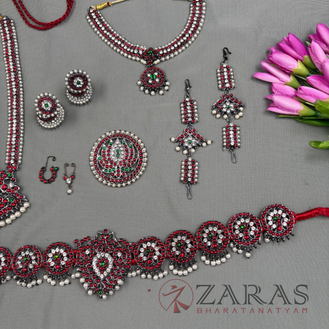 Bharatanatyam Dance Jewellery Black - Sow Full Set Kemp Balls RGSl image 2
