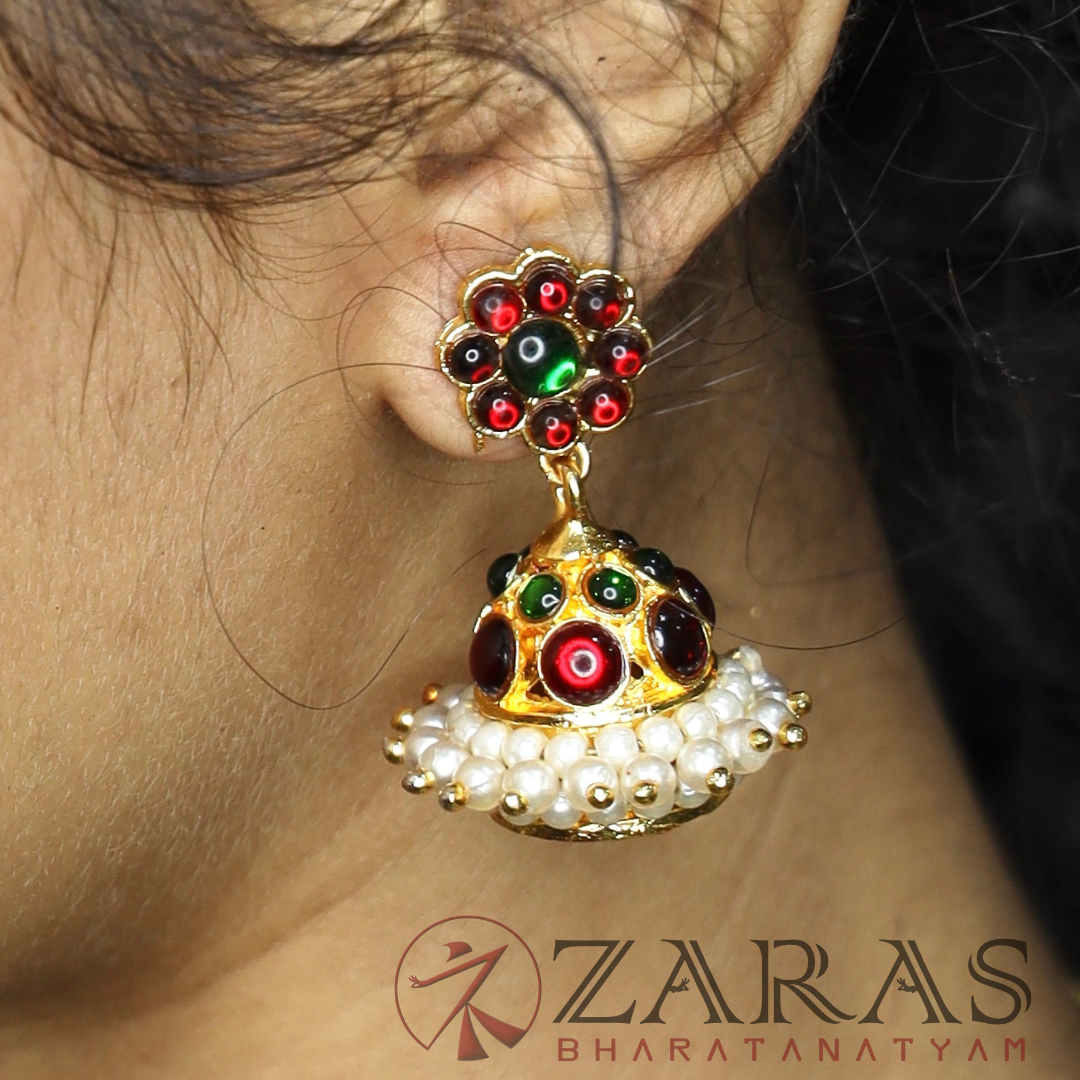 Bharatanatyam Dance Jewellery -  2L Jimiki with Kammal Kemp RG image 0