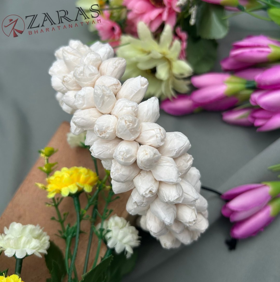 Bharatanatyam Dance Paper Flower - Full White Individual Muttu Paper Flower (5 Line) image 1