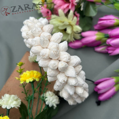 Bharatanatyam Dance Paper Flower - Full White Individual Muttu Paper Flower (5 Line) image 1