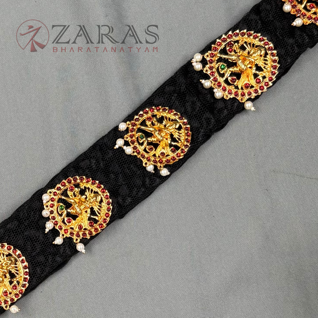Bharatanatyam Dance Jewellery - Kemp Jada Set Round with Hair Kunjalam image 1