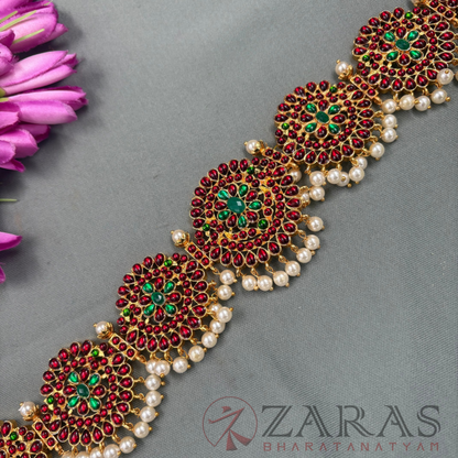 Bharatanatyam Dance Jewellery - Round Flower Hip Belt RG Kemp (Ottiyanam) image 2