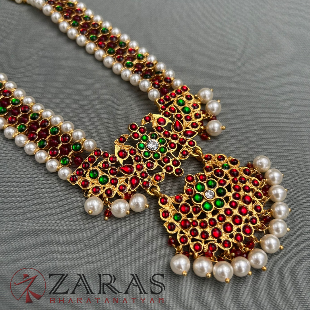 Bharatanatyam Dance Jewellery - Haaram Sow RG Pe Kemp Pendant image 3