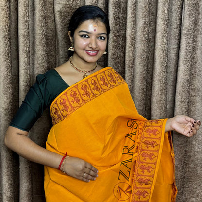 Bharatanatyam Dance Practice Saree - M Yellow Red Doll Border image 0
