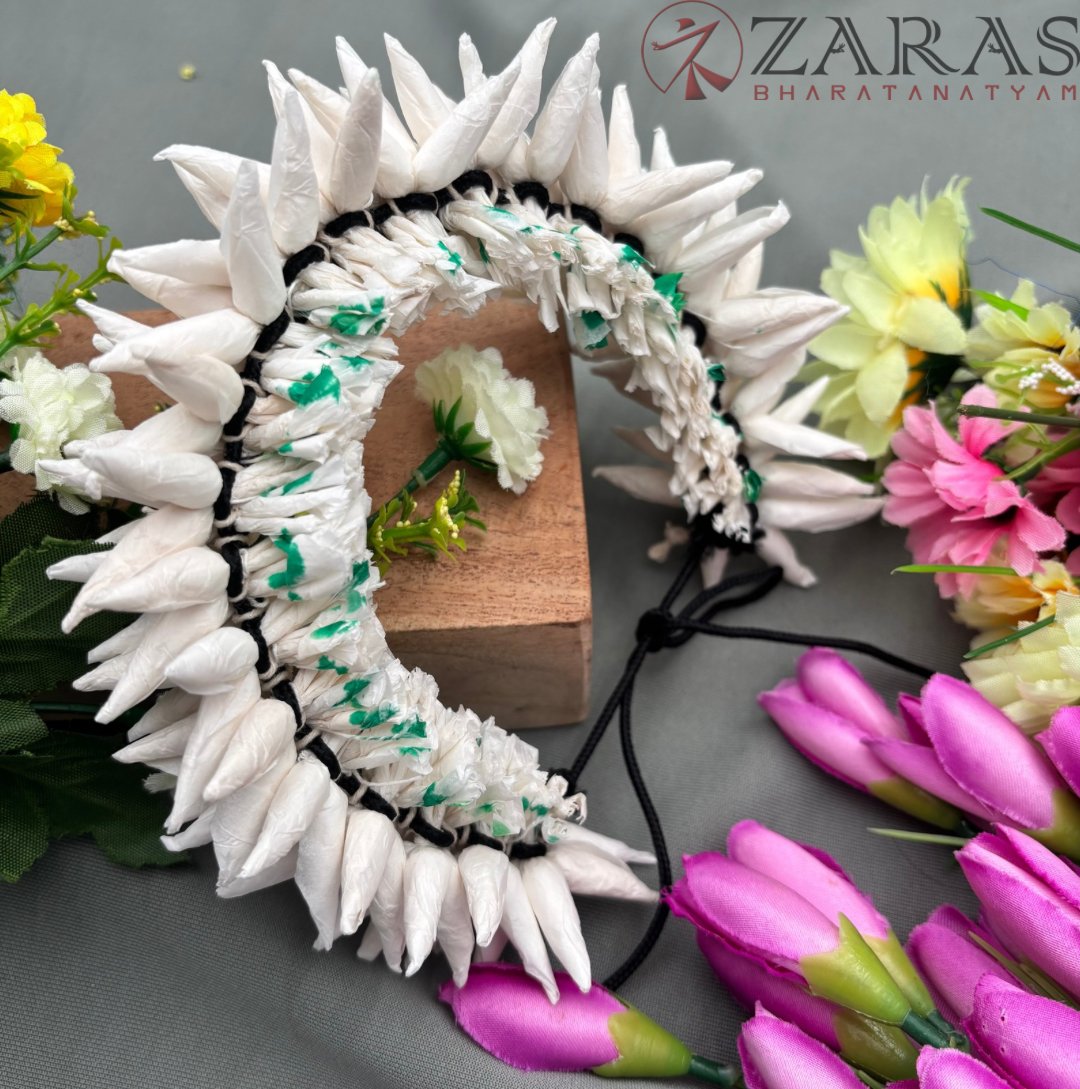 Bharatanatyam Dance Paper Flower - Full White Individual Sharp Paper Flower (5 Line) image 2