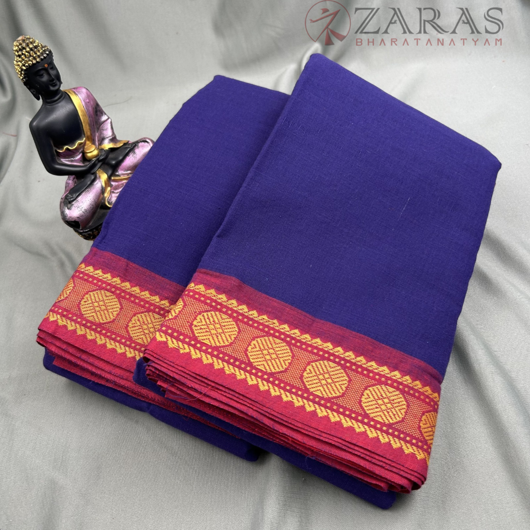 Bharatanatyam Dance Practice Saree - Blue with Maroon Gopuram Border image 1