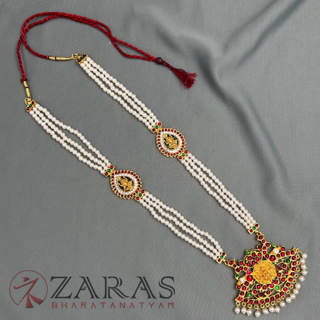 Bharatanatyam Dance Jewellery - 3 Line Beads Lakshmi Pea RG Kemp (Muthu Maalai) image 2