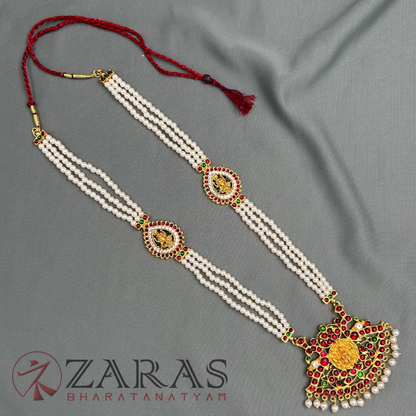 Bharatanatyam Dance Jewellery - 3 Line Beads Lakshmi Pea RG Kemp (Muthu Maalai) image 2
