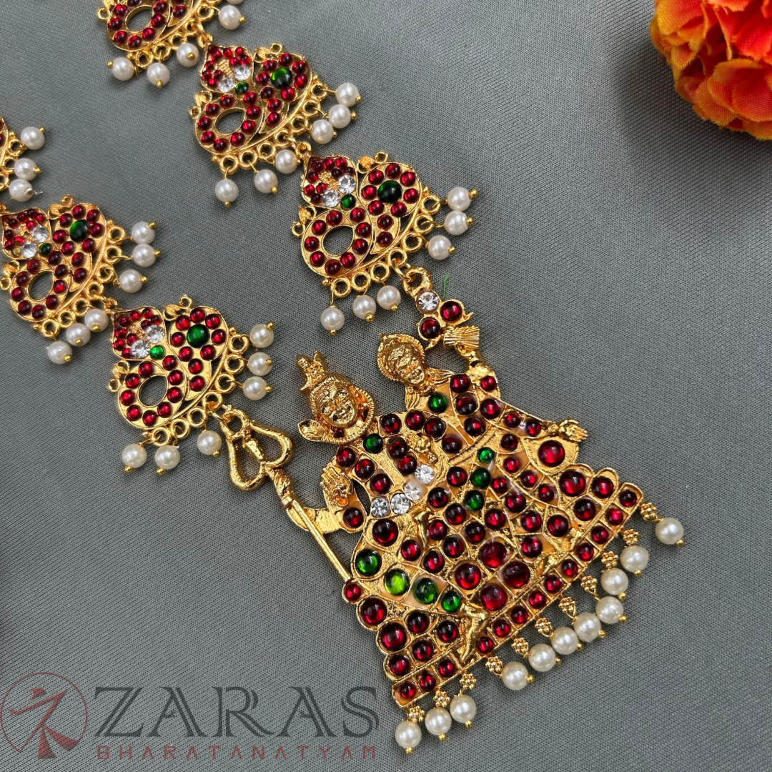Bharatanatyam Dance Jewellery - Sivan Parvathi & Snake RG Kemp Maalai / Haaram image 2