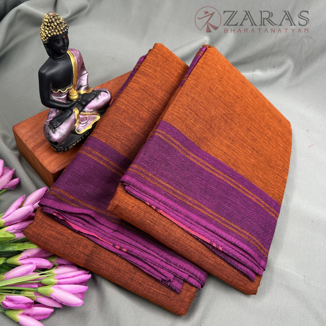 Bharatanatyam Dance Practice Saree - Brown with Purple plain Border image 1
