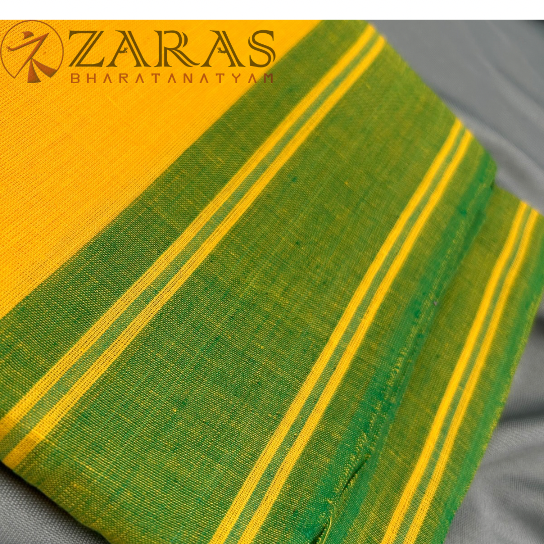 Bharatanatyam Dance Practice Saree - L Yellow Green Plain Border image 1