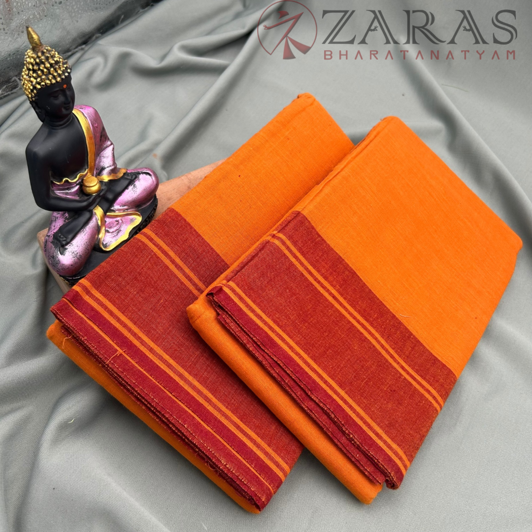 Bharatanatyam Dance Practice Saree - M Yellow with Red Plain Border image 1