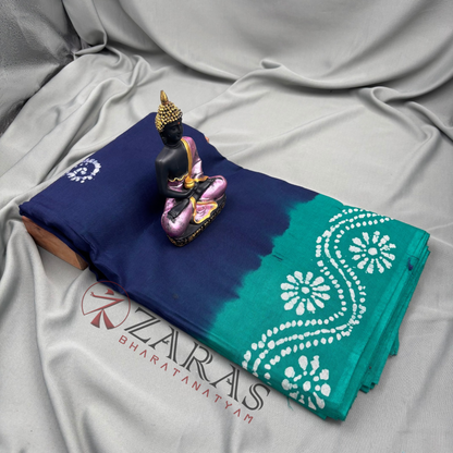 Bharatanatyam Dance Practice Saree - D Blue with C Green Bandini Saree image 1