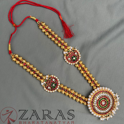 Bharatanatyam Dance Jewellery - Moon with Round Beads RG Kemp Haaram / Long Chain image 0