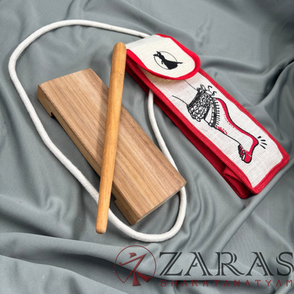 Bharatanatyam Dance Class Instruments - Teak Thattu Manai Set + Salangai jute Bag (Combo) SMALL image 0