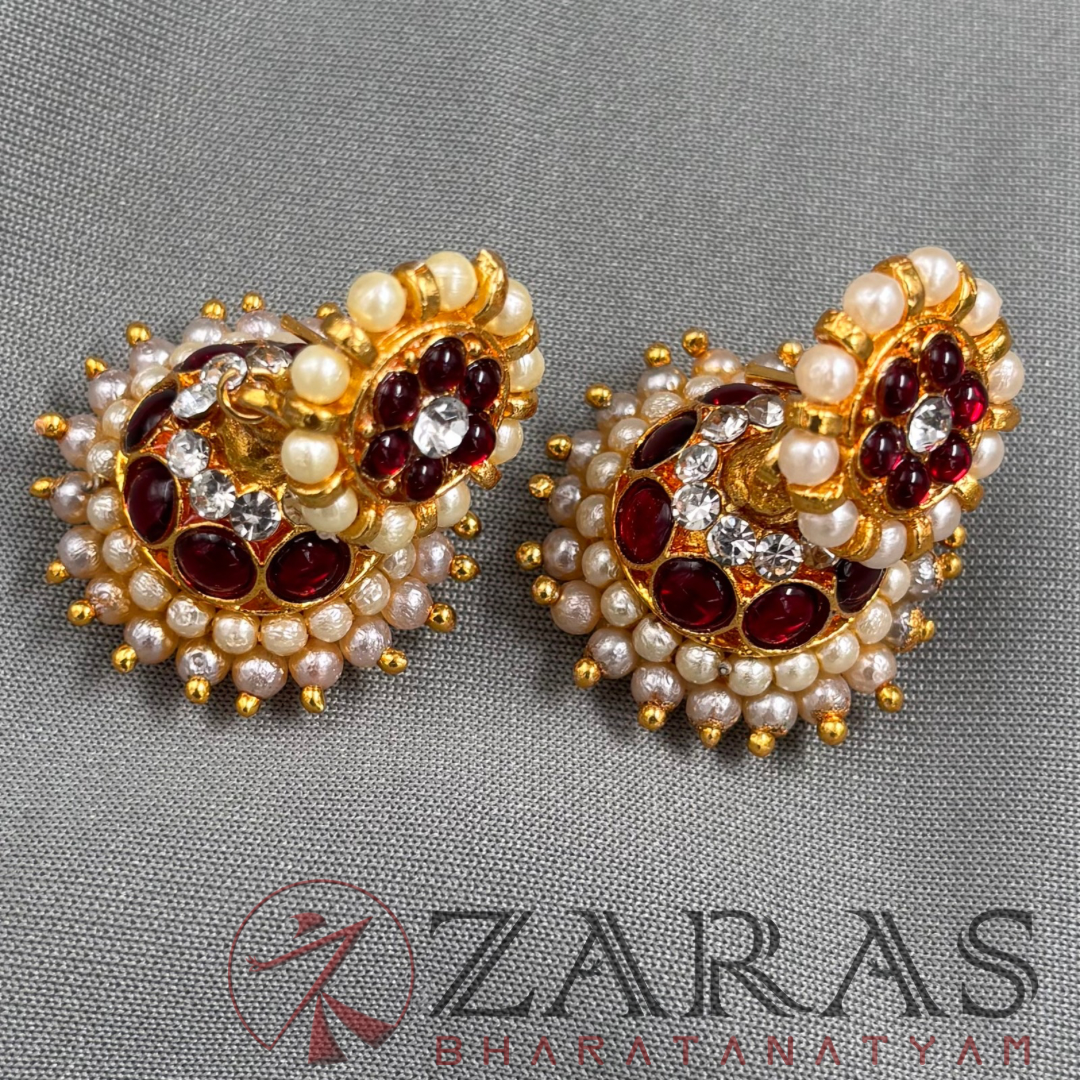 Bharatanatyam Dance Jewellery - 2L Red Kemp CSW Jimiki with Kammal image 1