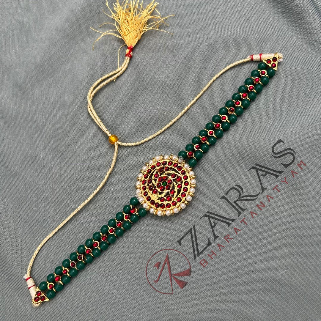 Bharatanatyam Dance Jewellery - Necklace Green Pearls RG Kemp Choker Type image 1