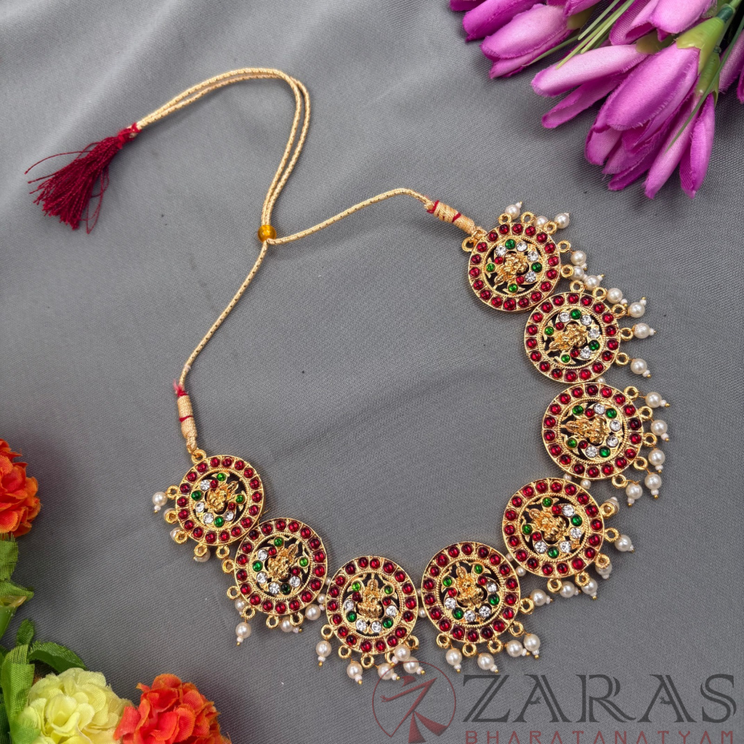 Bharatanatyam Dance Jewellery Necklace - Round Lakshmi CS RG Kemp image 0