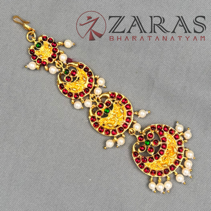 Bharatanatyam Dance Jewellery - MO 4S Red Green Kemp Netti Chutti image 2