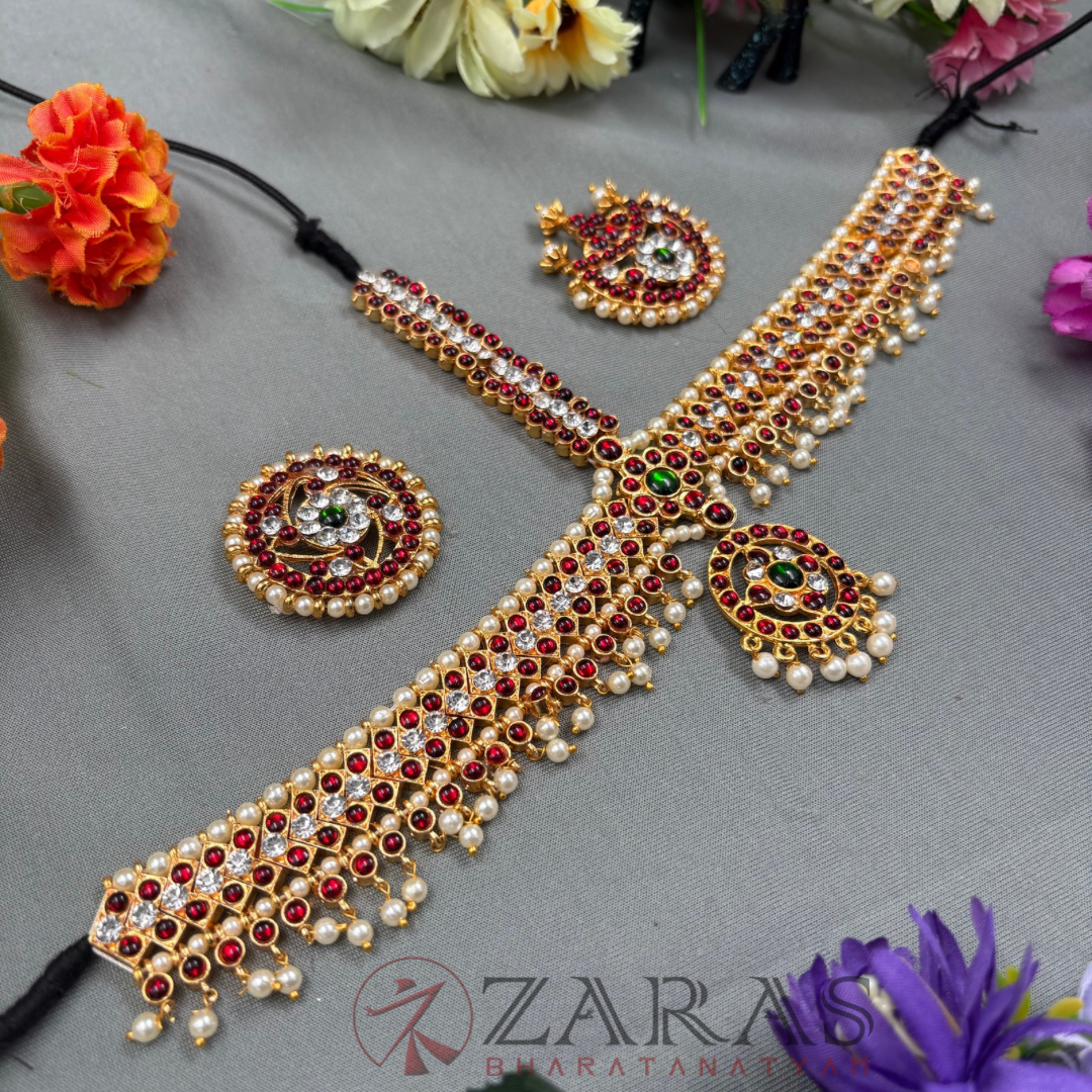 Bharatanatyam Dance Jewellery - Headset Round V RG Kemp Beads image 1