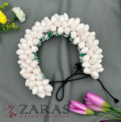 Bharatanatyam Dance Paper Flower - Full White Individual Muttu Paper Flower (5 Line) image 0