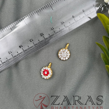 Bharatanatyam Dance Jewellery - Nose Pin White & Red Stone (Set of 2 Pcs) image 1