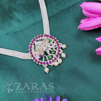 Bharatanatyam Dance Silver Jewellery - Nadaraj Necklace PG Kemp Stone image 2