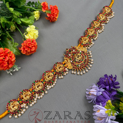 Bharatanatyam Dance Jewellery - Peacock RG Kemp CS Hip Belt (Ottiyanam) image 0