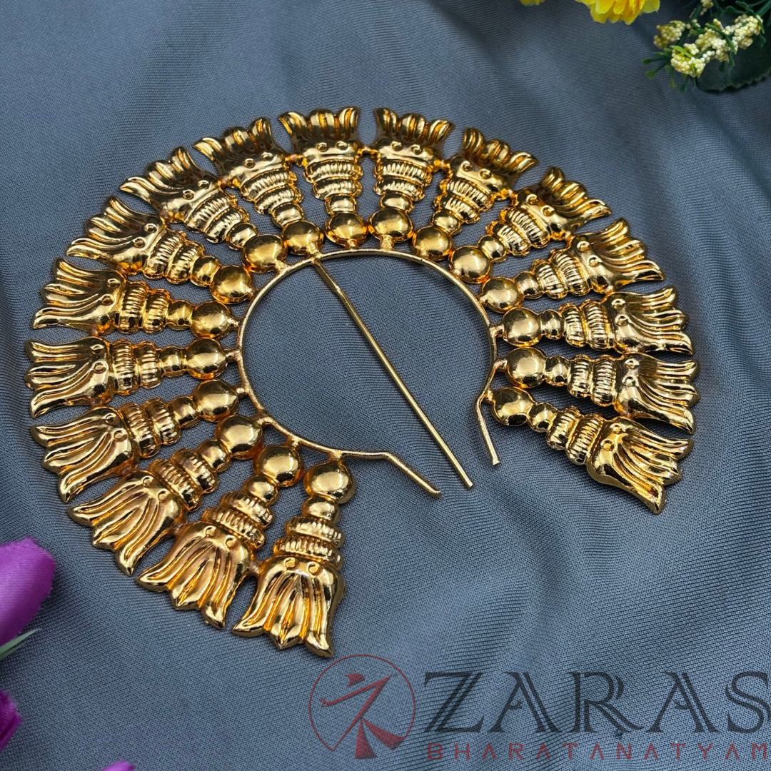 Bharatanatyam Dance Jewellery - Flower Gold Head Arch (Length: 4 1/2 inch; Dia: 6 inch) image 1