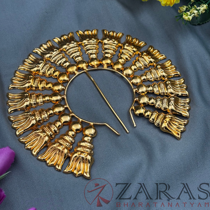 Bharatanatyam Dance Jewellery - Flower Gold Head Arch (Length: 4 1/2 inch; Dia: 6 inch) image 1
